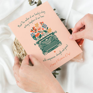 Mum Vintage Typewriter Florals Happy Mothers Day Holiday Card