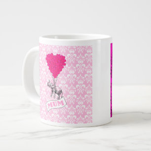Mum with pink elephant large coffee mug