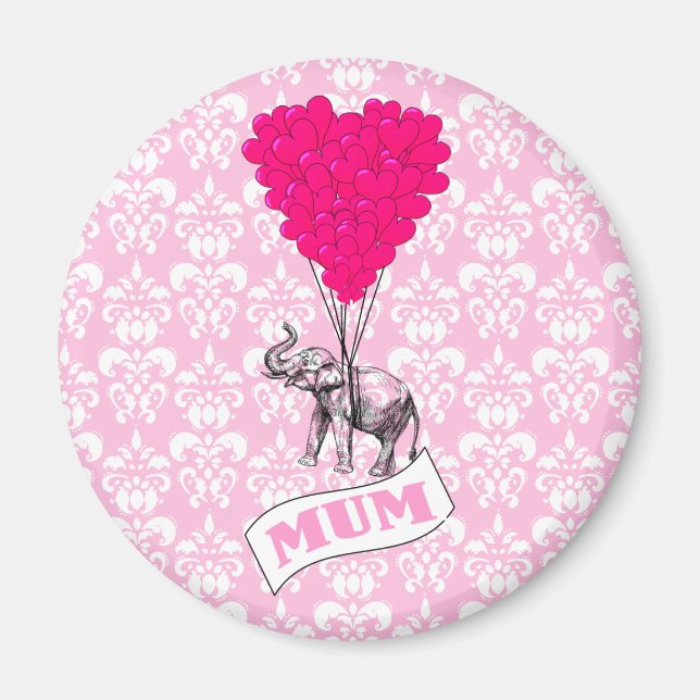 Mum with pink elephant magnet (Front)