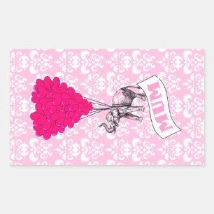 Mum with pink elephant sticker