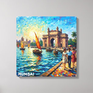 Mumbai Gateway India Harbor Vintage Stretched Canv Canvas Print