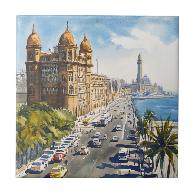 Mumbai in India Tile (Front)