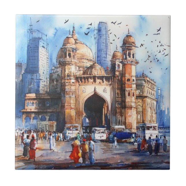 Mumbai in India Tile (Front)
