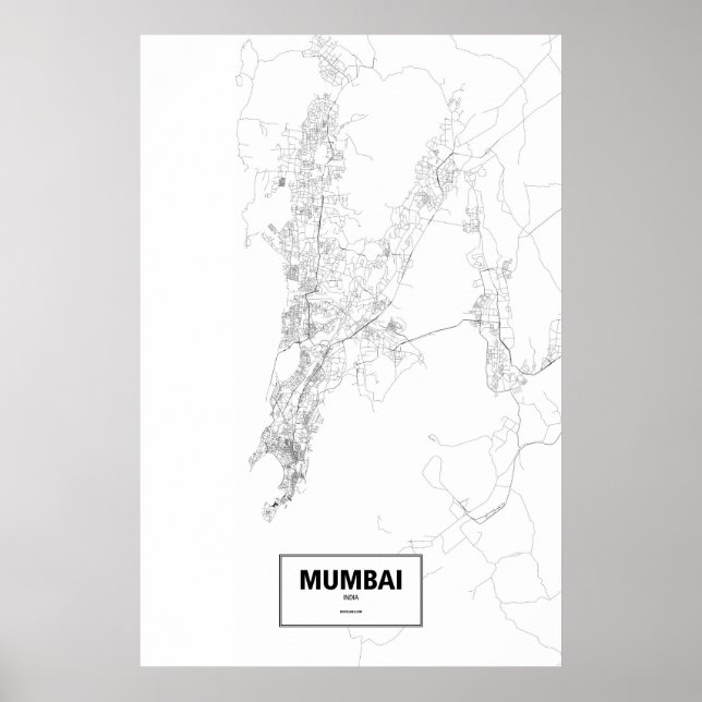 Mumbai, India (black on white) Poster (Front)