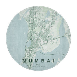 Mumbai India City Map Minimal Design Cutting Board