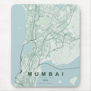 Mumbai India City Map Minimal Design Mouse Pad