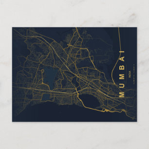 Mumbai India City Map Minimal Design Postcard