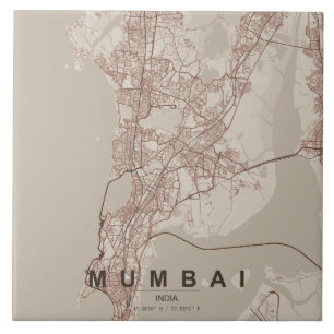 Mumbai India City Map Minimal Design Tile