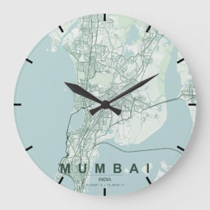 Mumbai India City Map Minimal Large Clock