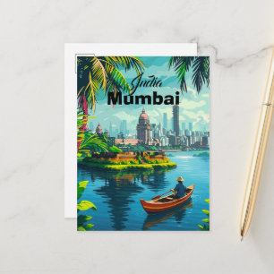 Mumbai India wall art - India, Mumbai poster, Mumb Announcement Postcard