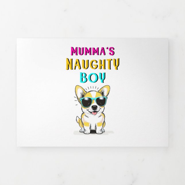 Mumma's Naughty Boy Dogs Best Gift On Mother's Day Tri-Fold Announcement (Cover)