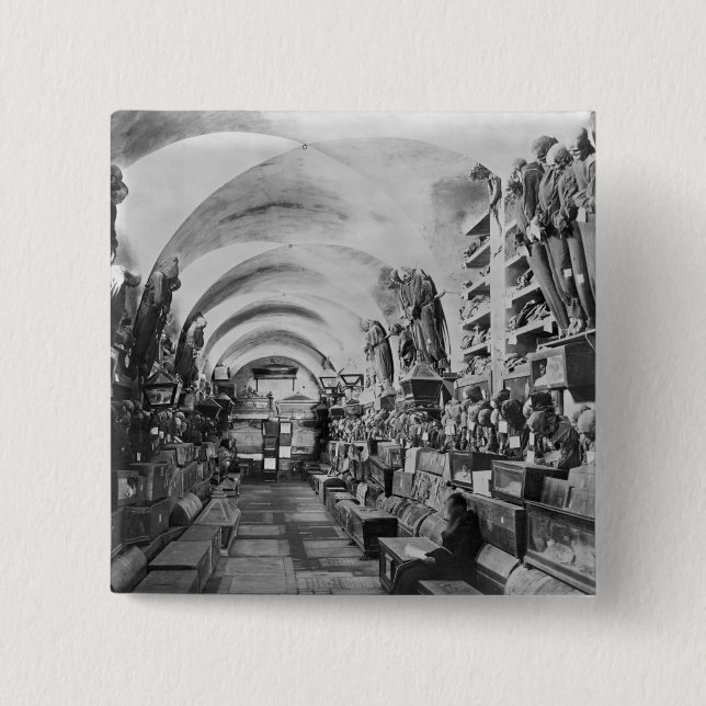 Mummies of catacomb of Palermo, Italy 2 Inch Square Button (Front)