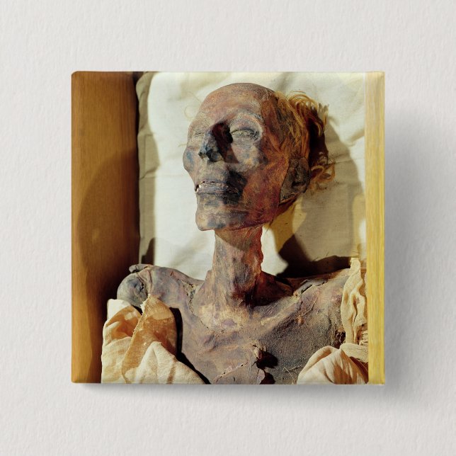 Mummified body of Ramesses II  found in a tomb 2 Inch Square Button (Front)