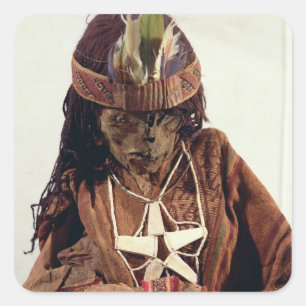 Mummy adorned with bone jewellery, c.200 BC Square Sticker