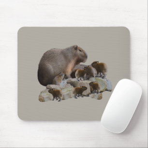 Mummy And Baby Capybaras, Mouse Pad