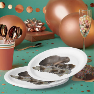 Mummy And Baby Capybaras, Paper Plate