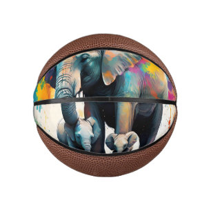 Mummy And Baby Elephants Colour Splash, Mini Basketball