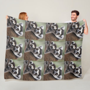 Mummy And Baby Lemur Cuddling, Fleece Blanket