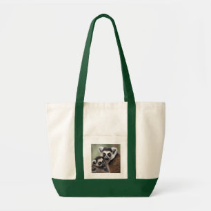 Mummy And Baby Lemur Cuddling, Tote Bag