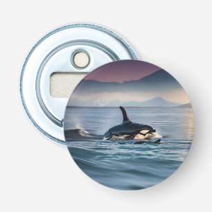Mummy And Baby Orcas In The Ocean, Bottle Opener