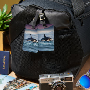 Mummy And Baby Orcas In The Ocean, Luggage Tag