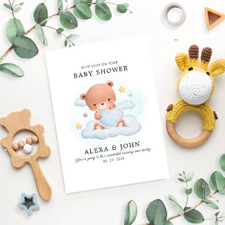 Mummy and Daddy Baby Shower Bear Card