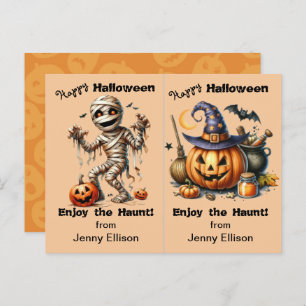 Mummy and Jack o' Lantern Party Halloween Card