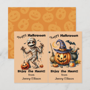 Mummy and Jack o' Lantern Party Halloween Card