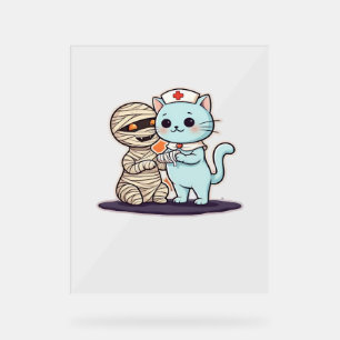 Mummy Boo-Boo Nurse Cat to the Rescue! Classic T-S Acrylic Sign