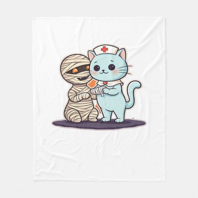 Mummy Boo-Boo Nurse Cat to the Rescue! Classic T-S Fleece Blanket (Front)