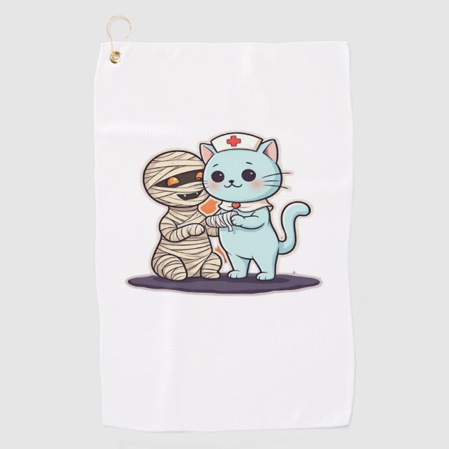 Mummy Boo-Boo Nurse Cat to the Rescue! Classic T-S Golf Towel (Front)