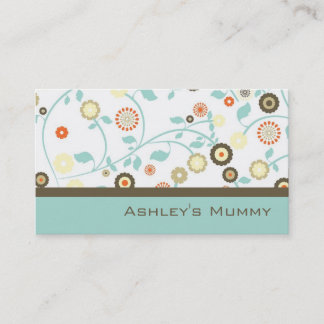 Mummy Calling Card Flowers Green Brown Modern