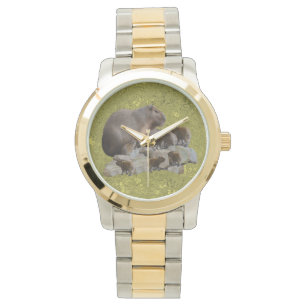 Mummy Capybara With Babies, Mens Two Toned Watch