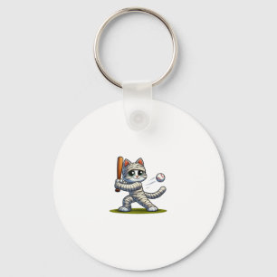 Mummy Cat Baseball Pumpkin Halloween. Tank Top Keychain