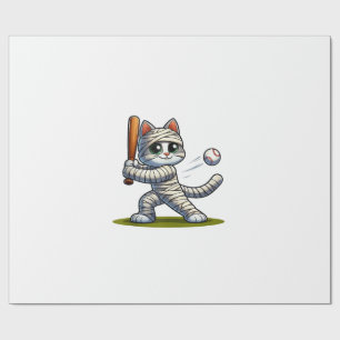 Mummy Cat Baseball Pumpkin Halloween. Tank Top Wrapping Paper