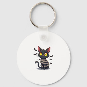 Mummy Cat Kitten Halloween Keychain