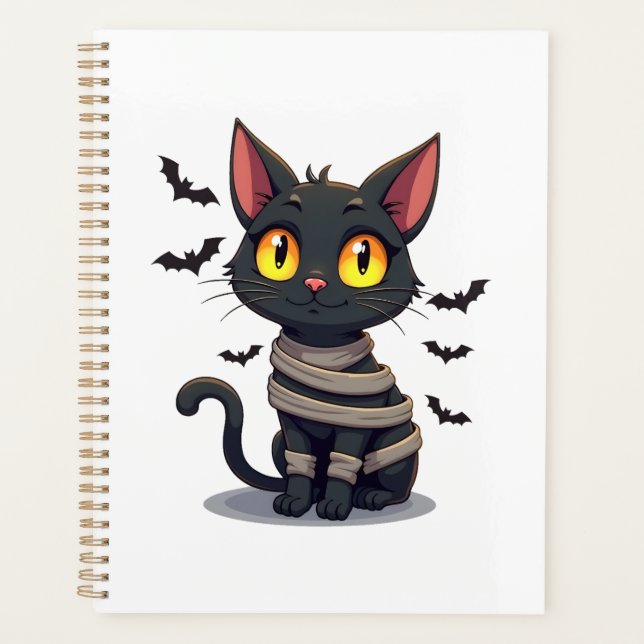 Mummy Cat Kitten Halloween Planner (Front)