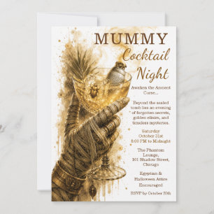 Mummy Cocktail Night Ancient Egyptian Halloween  Invitation