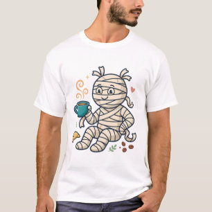 Mummy Coffee Break Funny Halloween Art T-Shirt