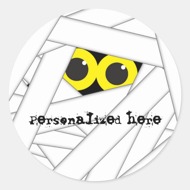 MUMMY Costume Halloween Personalized Party Sticker (Front)