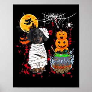 Mummy Dachshund Dog Halloween Dog Scary Pumpkins L Poster