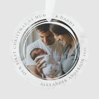 Mummy & Daddy First Christmas Photo Keepsake Ornament