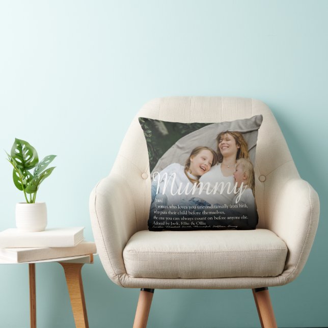 Mummy Definition Quote Elegant Script Photo Throw  Throw Pillow (Chair)