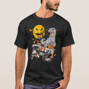 Mummy Dinosaur And Monster Truck  Halloween Pumpki T-Shirt