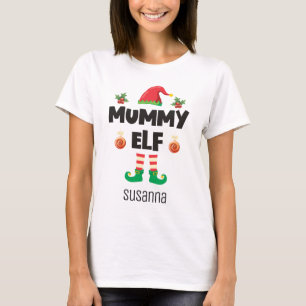 Mummy elf family matching christmas outfit name T-Shirt