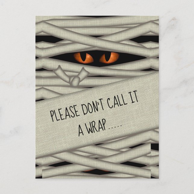 Mummy Eyes Halloween Call it a Wrap Orange ID685 Postcard (Front)