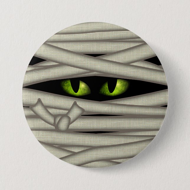Mummy Eyes Halloween Green ID685 3 Inch Round Button (Front)
