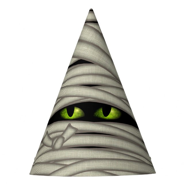 Mummy Eyes Halloween Green ID685 Party Hat (Front)