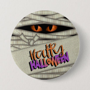 Mummy Eyes Halloween Orange ID685 3 Inch Round Button
