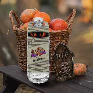 Mummy Eyes Halloween Orange ID685 Bottle Tag